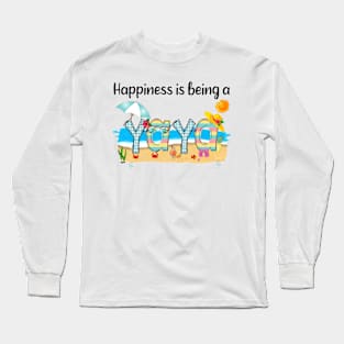 Happiness Is Being A Yaya Summer Beach Happy Mother's Long Sleeve T-Shirt